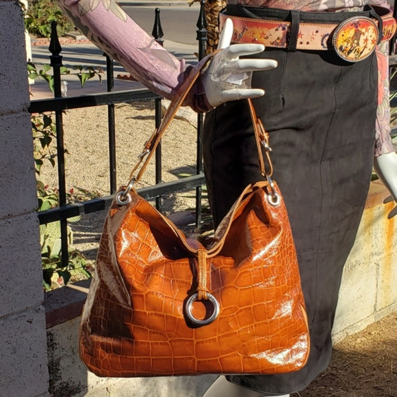 Brown Franco Sarto faux Crocodile embossed leather‎ - Picture 1 of 7